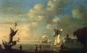 Monamy, Peter A royal yacht and other shipping off the coast oil painting